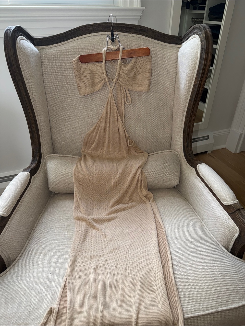 Flook the label cut out Beige Halter Maxi Dress